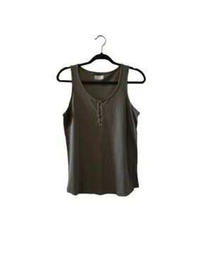 Maurices Khaki Tank Top with Button Detail